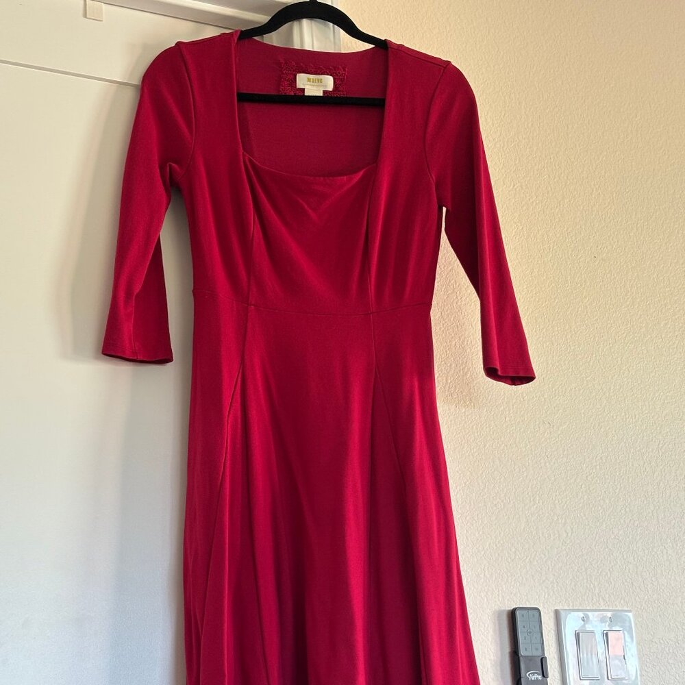 Vibrant red Anthropologie/Maeve X-Small fit-flare dress